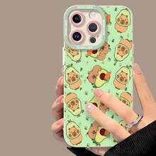 Tema de capibara verde y aguacatefunda de teléfono Fundas compatibles con ,Apple,VIVO,OPPO,,, y Honor.Fabricadas en silicona TPU,ofrecen protección contra golpes y caídas. - Blanco - Ver 4
