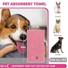 6pcs Dog Bath Brush Kit With Towel & Washing Gloves, Slicker Hair Grooming Brush For Shedding, Shampoo Scrubber For Dogs And Cats - Rosa chiclete - Visão 6