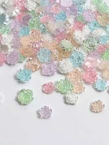 100 piezas de encantos de arte de uñas de resina con forma de rosa 3D y camelia perlada de 8mm+6mm, con parte posterior plana, fáciles de aplicar, adecuados para bodas, vacaciones, Día de la Juventud, diseño de uñas, fabricación de joyas, uñas tipo ataúd, uñas almendradas francesas, uñas largas/cortas, uñas ovaladas, uñas cuadradas, diseño de artesanía de joyería, diseño de gorro de graduación, funda de teléfono DIY, accesorios para uñas, gemas para uñas - Multicolor - Ver 4