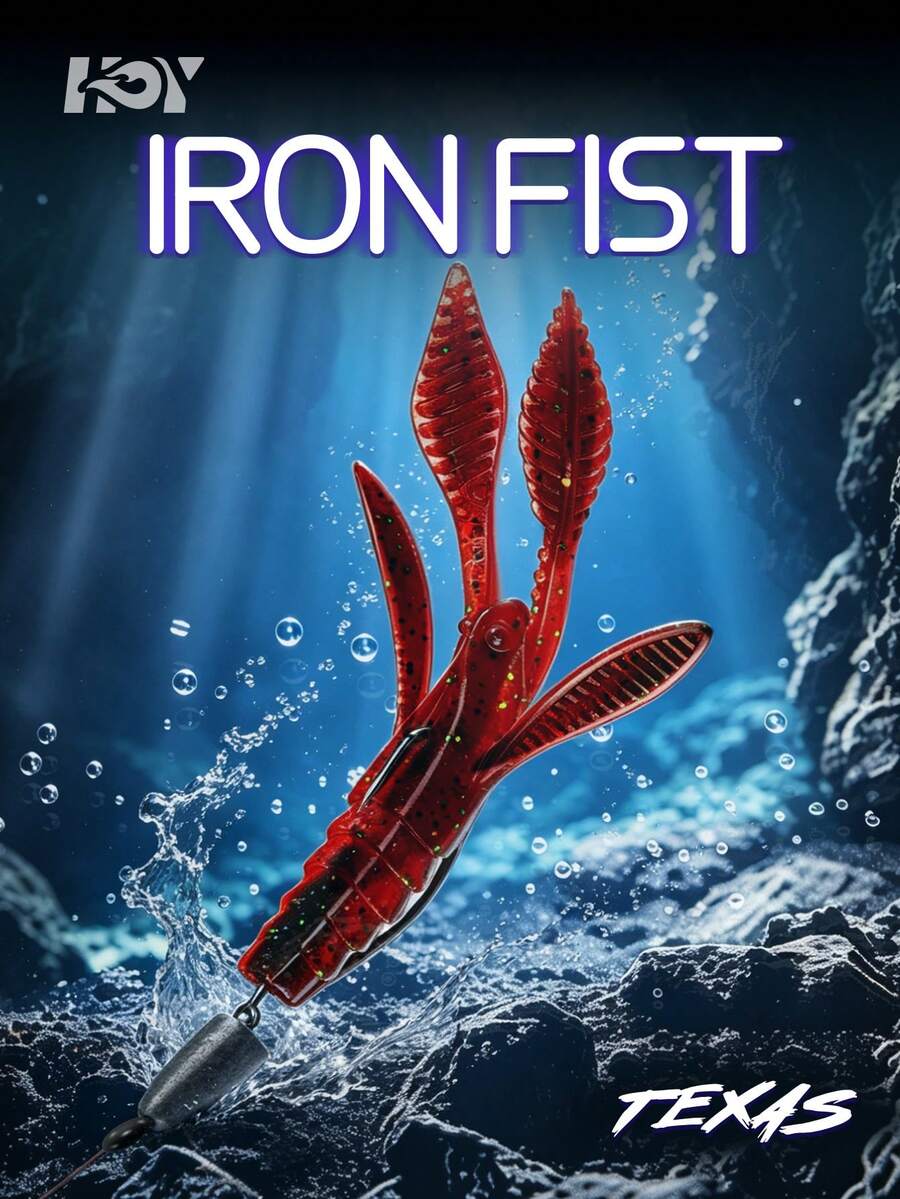 KINGDOM IRON FIST Texas Craw Soft Bait PVC Sinking Shrimp Lure 85/105mm 4.8/7.8g Cuttable Segmented Body Garlic Scent Realistic Swimming Claws For Bass Freshwater Saltwater Fishing - Multicolor - View 1