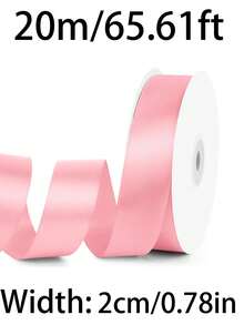 Pink Satin Ribbon, Rolled Pink Ribbon - Perfect For Holiday Parties, Birthday Parties, Gift Wrapping, Bouquets, Crafts, Wedding Decor, Christmas And Sewing Projects - Pink - View 12