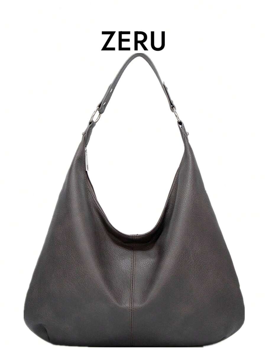 Túi Tote Nữ Retro Thời Trang Mới Sức Chứa Lớn Đeo Vai & Túi Xách Da Mềm Túi Đeo Hông Đi Làm Phù Hợp Mọi Lúc Mọi Nơi - Xám - Xem 1