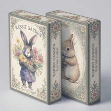 YFOPEN Garden Cute Rabbit Paper Playing Cards, Fresh Pastoral Style, Home Leisure Card Game, Party Interactive Tabletop Cards, Adorable Rabbit Poker Cards, Garden Scene Fun Design, Warm Healing Art Style - Multicolor - View 8