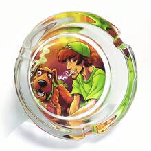 Fashion Creative Pattern Glass Ashtray, 3.34 Inch Round Ashtray, Bar Decor Home Decoration Ashtray, Cartoon Theme Ashtray, Gift For Friends - Colorful - View 3