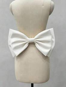 A Black Satin Back Large Double Bow Accessory Waist Decoration 37cm - Black - View 15