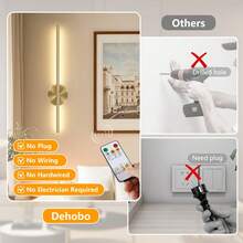 2pcs Rechargeable Wall Lights, Plug And Play, No Complex Installation, Wireless LED Wall Lights With Remote Dimming, Suitable For Bedroom, Stairs, Indoor, Kitchen, Balcony, Closet Home Decor Lighting - 50cm - View 5
