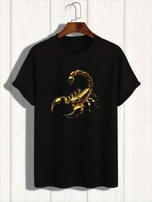 pado de escorpión amarillo, camiseta casual de cuello redondo adecuada para uso informal y actividades al aire libre, camiseta de uso casual.|Top con estampado llamativo|Algodón transpirable - Blanco - Ver 8