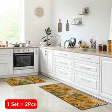 1pc, Home Decor, Sunflower Pattern Print, Linen Kitchen Rug, Kitchen Mat, Floor Mat, Bathroom Mat, Door Mat, 3D Print Rectangular, Suitable For Living Room, Bedroom, Hallway, Bathroom, Laundry Room - Polyester Carpet, Suitable For Indoor And Outdoor Home Decor - Multicolor - View 12
