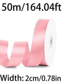 Pink Satin Ribbon, Rolled Pink Ribbon - Perfect For Holiday Parties, Birthday Parties, Gift Wrapping, Bouquets, Crafts, Wedding Decor, Christmas And Sewing Projects - Pink - View 13