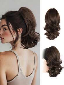 European And American Style Long Curly Wig, Big Wave Clip-On Short Ponytail, Fluffy Natural Synthetic Ponytail Braid, Fashion Hair Clip, Elegant Hair Accessory, Casual Hair Clip For Women Summer Outfits Beach Claw Clips Vacay Hair Clips - Regular Model - View 9