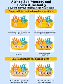 1 pieza Juguete de aprendizaje de matemáticas de conteo de dedos para niños, ayuda de enseñanza de suma y resta para preescolares de 3+ años, con caja de almacenamiento, bloques de conteo Montessori portátiles, correa ajustable para el hombro, gancho y bucle duraderos, desarrolla el sentido numérico y el pensamiento computacional - Multicolor - Ver 5