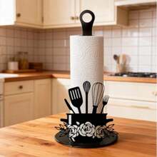 Exquisito soporte para pañuelos con forma de pala de acrílico, decoración de cocina de acrílico negro. Sin necesidad de montaje, listo para usar como soporte para rollos de papel. Ideal para mesas de comedor, dormitorios y decoración del hogar estilo campestre. Resistente y duradero. - Multicolor - Ver 3