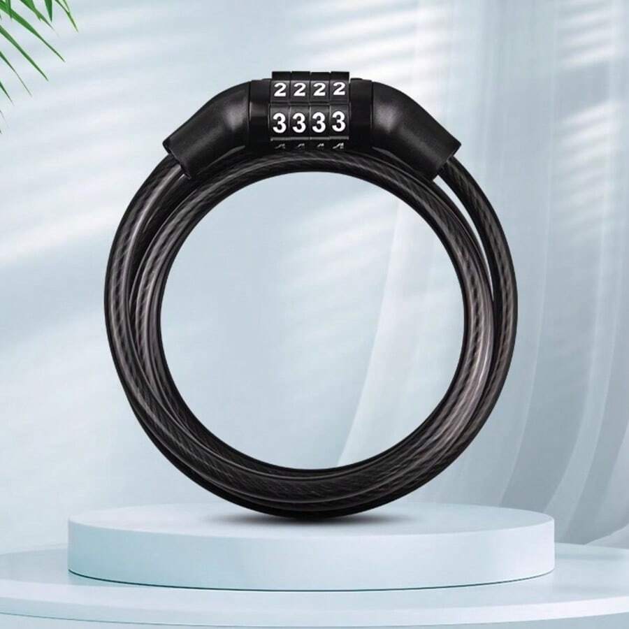 1pc 4-Digit Combination Bicycle Lock, 1m Long, Keyless Portable Combination Lock, Thickened Ring Bicycle Lock, Seat Tube Design, Multi-Function Outdoor Cycling Lock