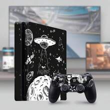 1 Set Printed Pattern Skin Stickers Compatible With PS4 Slim Game Console, Waterproof Scratch-Resistant Controller Personalized Decoration Protective Film - View 2