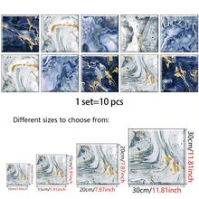 10pcs Vintage Marble Pattern Floor Stickers, Self-Adhesive PVC Tile Stickers, Suitable For Kitchen Living Room Bathroom Wall Floor Table Cabinet And Other Home Decor DIY - 10Pcs - View 9
