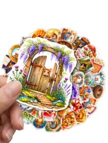 50pcs Fairy Style Country Style Mouse Stickers, Watercolor Waterproof Decals, Suitable For Junk Journal, Water Bottle, Laptop And Planner DIY Decoration - Fresh and Clean - View 3