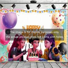 1pc Random Pattern Demon Hunting Girl Group K-POP Photo Backdrop Cloth, Large Party Background Banner, Birthday Photo Booth Decor For K Pop Fan Themed Celebrations - Multicolor - View 5