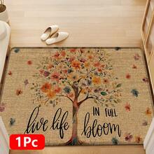 1pc Home Decor, Floral Tree Pattern Printed Linen Kitchen Rug, Kitchen Mat, Floor Mat, Bathroom Mat, Door Mat, 3D Printed Rectangular, Suitable For Living Room, Bedroom, Hallway, Bathroom, Laundry Room - Polyester Rug, Suitable For Indoor And Outdoor Home Decor - Multicolor - View 18