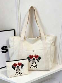 Dalmatian Print Handbag, Women's Choice - Large Capacity, Multi-Pocket Shoulder Bag, Suitable For Work, School, Travel And Shopping | Foldable And Lightweight. - Multicolor - View 1