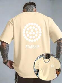 Camiseta de manga corta de doble cara para hombre, con estampado de cadena de estrellas STARSHIP, estilo ciencia ficción aeroespacial, top moderno. - Negro - Ver 11