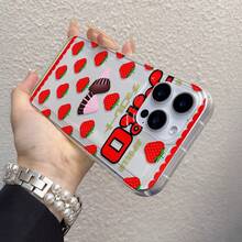 Funda para Teléfono - 1 Funda Transparente de TPU con Cojín de Aire, Diseño Minimalista de Alta Gama con Patrón de Chocolate y Fresas, Anti-Caídas, Compatible con iPhone 11/12/13/14/15/16E/17 Pro Max/Plus/Air - Colores mixtos - Ver 3