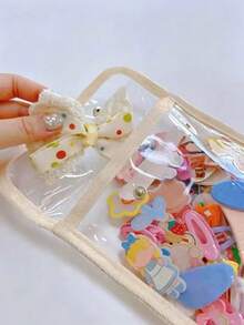 1 pieza Bolsa de almacenamiento para coleteros y pinzas para el cabello, bolsa de almacenamiento transparente para accesorios del cabello - Blanco - Ver 7