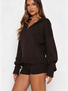 Women's Fashion Winter Knitted Zip-Up Cardigan Sweater, New Autumn/Winter Soft Gentle Style Loose Fit - Coffee Brown - View 4