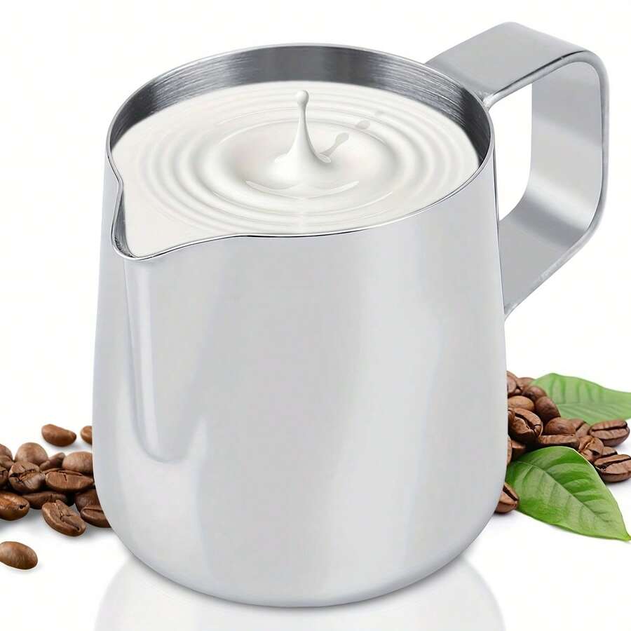 Stainless Steel Milk Frothing Pitcher, Espresso Steam Milk Pitcher, Coffee Milk Frothing Cup, Suitable For Espresso Machine, Cappuccino, Latte Art (Silver, 5OZ/150ML) - Multicolor - View 1