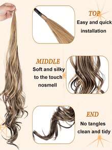 32-Inch Long Wavy Ponytail Wig, Available In Multiple Colors, Curly Style, Suitable For Women's Everyday Party Hairstyle Makeovers. - Multicolor - View 6