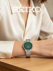 Seiko 精工 ALBA 女士石英表，闪亮表盘搭配水晶表圈，不锈钢表带，优雅正装表，适合派对和日常佩戴，完美的 情人节礼物 AH7W27X1 - AH7W27X1 - 查看 2