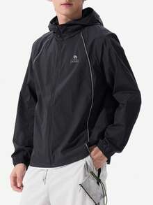 CAMEL CROWN Chaqueta de protección solar para exteriores para hombres, protección UV, impermeable, fresca, absorbe la humedad, secado rápido, primavera/verano. Estilo unisex. - Fantasma negro - Ver 3