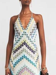 Fitted Dress With Localized Print For Summer Party 2026 - Green - View 2