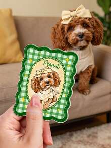 1pc Personalized Pet 2D Flat Portrait Fridge Magnet, Customized Dog Cat Photo Magnetic Sticker, Pet Lover Gift, Pet Owner Gift, Dog Mom Magnet, Mother's Day Gift, Unique Pet Owner Gift, Home Kitchen Decor - Multicolor - View 12