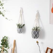 1 buah Jaring Gantung Pot Tanaman Perlengkapan Taman untuk Sukulen & Pothos Tempat Pot Tanaman Dalam dan Luar Ruangan Keranjang Bunga Makrame untuk Balkon Teras Halaman Dekorasi Ruangan Jaring Penyimpanan Gantung untuk Tanaman Hijau - A - View 7