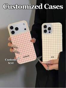 1 pieza Funda de teléfono con patrón bohemio personalizable con texto y monograma de letras, compatible con iPhone 17 Pro Max/17 Air/16E/16 Pro Max/15/14 Plus/13/12/11, S24/20 Ultra/A52S/A31A21S/A13/A05S, Note 13 Pro Plus/Note 10/Note 12C/Note 13C, hecha de material TPU, adecuada para uso personal o como regalo festivo para mejores amigos, familia y amigos, versátil para varias ocasiones - Blanco - Ver 1