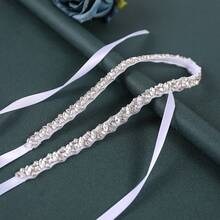 Bridal Waist Belt Accessory Rhinestone Wedding Dress Waistband Bride Beaded Barcode Belt - A - View 10