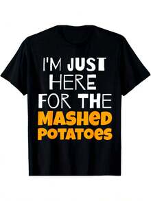 Camiseta de Acción de Gracias con Frase Graciosa sobre Puré de Papas, Diseño Festivo y Divertido, Regalo para Familia - Negro - Ver 1