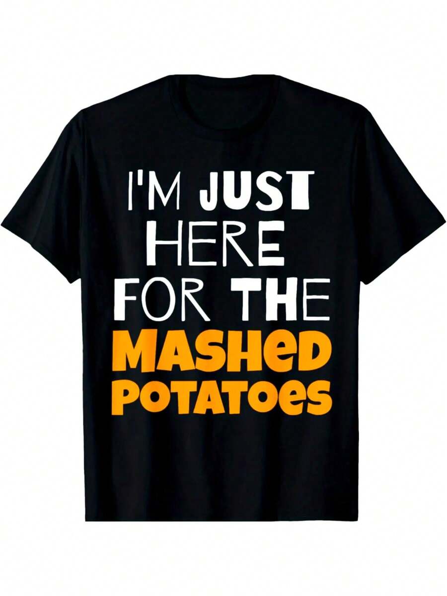Camiseta de Acción de Gracias con Frase Graciosa sobre Puré de Papas, Diseño Festivo y Divertido, Regalo para Familia - Negro - Ver 1