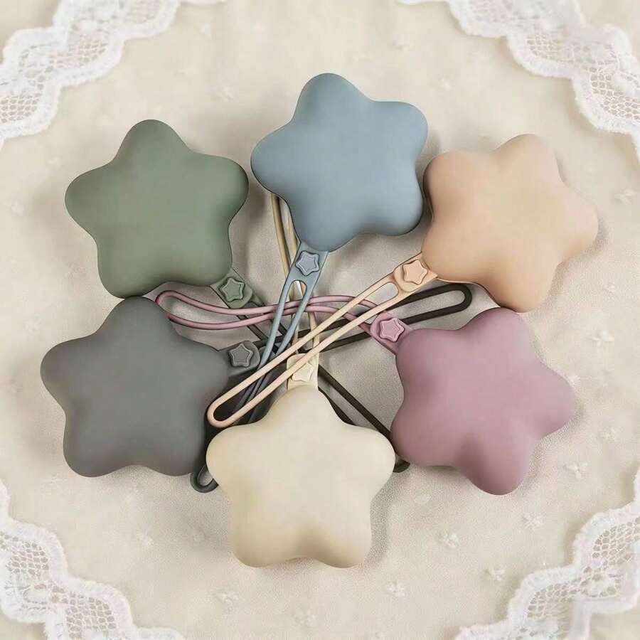1pc Nordic Style Star-Shaped Silicone Storage Box, Portable Baby Pacifier Holder, Stroller Hanging Bag, Multi-Functional Storage Box, Can Store Pacifiers, Earphones And Data Cables, Suitable For Outdoor Travel And Home Use. - Multicolor - View 1