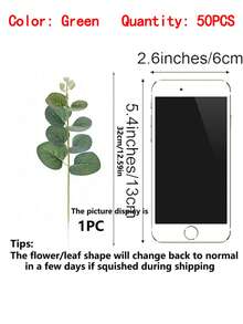 20/800片人造植物葉片，適用於尤加利、黃金葛等植物，婚禮裝飾、新娘花束、秋季裝飾、室內外裝飾、桌面裝飾、人造植物 - 綠色 - 查看 10
