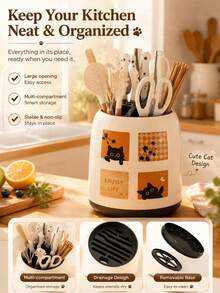 1 Piece Multifunctional Plastic Kitchen Knife Organizer, Tableware Spoon Tableware Storage Rack Fork Kitchen Dining Cartoon Household Kitchenware Storage Bedroom Kitchen Large-Capacity High-End Storage Bucket Shelf - View 10