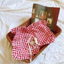 1/2/4pcs Red Plaid Placemats With Ruffle Edges, Round Coasters, Modern Minimalist Tabletop, Coffee/Tea Accessories, Photography Backdrop - Multicolor - View 5