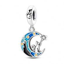 1pc Glow-In-The-Dark Firefly Moon Lighthouse Pendant Charm For European Snake Chain Bracelet Necklace DIY Beaded Pendant Valentine's Day Birthday Camping Gift Starry Sky Style Cat Lover Nautical Beach Vacation Glow-In-The-Dark Accessory Night Use Party Halloween Wear - Silver - View 12