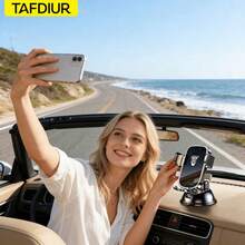 TAFDIUR 360°旋轉儀表板手機支架 - 配備吸盤底座、自動鎖定機制與防震功能，通用汽車導航支架 - A88+小吸盤 - 查看 5