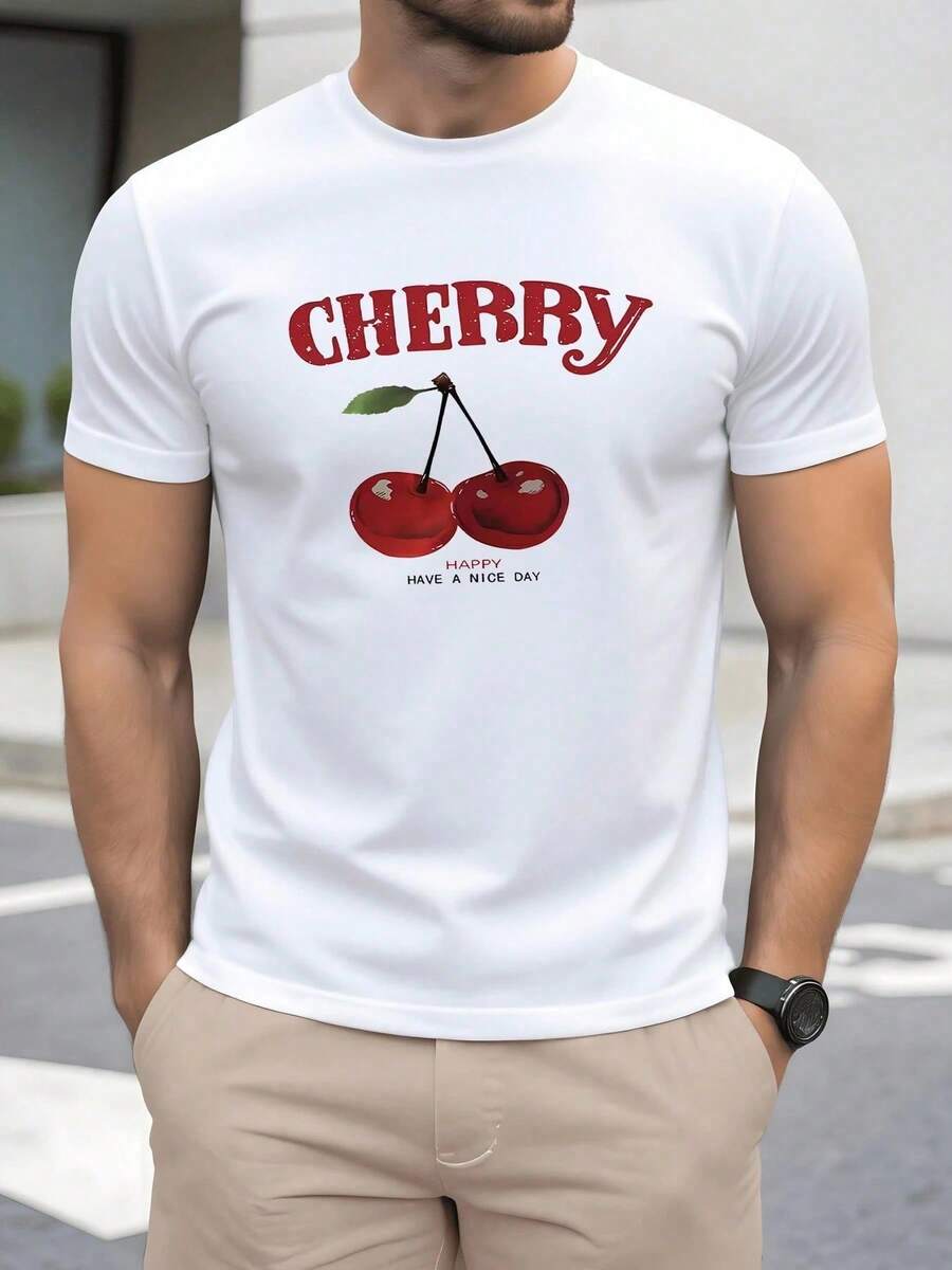 Cherries simbolizan frescura alegría y energía positiva recordando los momentos dulces de la vida y transmitiendo una sensación optimista para cada día camiseta de hombre talla grande 100% a - Multicolor - Ver 1