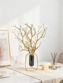 5PCS Artificial Tree Branches, Suitable For Home, Wedding, Party Decoration, Central Table Decoration, Valentine's Day, Birthday Gifts, Graduation Ceremonies, And Other Occasions. - Gold - View 5