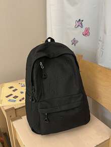 1pc Large Capacity Casual Backpack, Solid Color Embossed Bow Pattern Girls Backpack, Multi-Pocket Zipper School Day Bag, Suitable For Teens/Girls/Students/Graduates, Fashion Accessory For Back To School, Daily Classes, Weekend Outings, Short Trips And Outdoor Leisure Activities - Multicolor - View 15