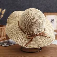 1pc Women's Straw Hat Spring/Summer Sun Protection Bucket Hat Versatile Wide Brim Beach Straw Woven Sun Hat For Daily Outings - Multicolor - View 9