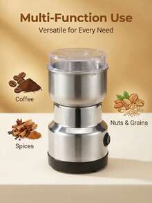 dilidili Penggiling Biji Kopi & Rempah-Rempah Stainless Steel Bertenaga Tinggi 200W, Colok Listrik, Desain Ringkas dan Portabel, Pengoperasian Sekali Sentuh, Cocok untuk Dapur Rumah - Perak - View 5