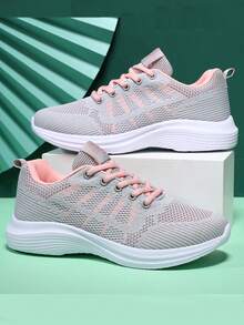 STARNOVO 2026 Spring/Autumn New Lace-Up Casual Running Shoes For Women, Breathable Mesh Low-Top Outdoor Sports Sneakers - Pink - View 6